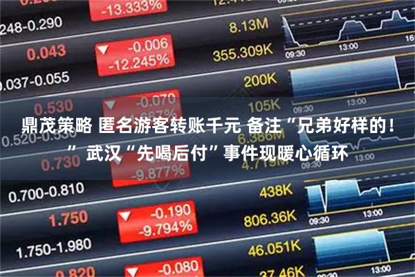 鼎茂策略 匿名游客转账千元 备注“兄弟好样的！” 武汉“先喝后付”事件现暖心循环